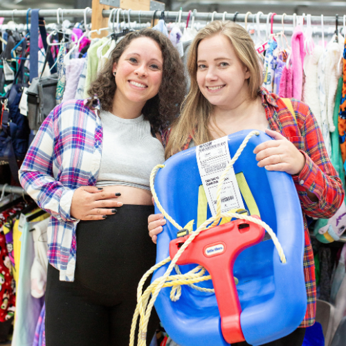 2 girls shopping together